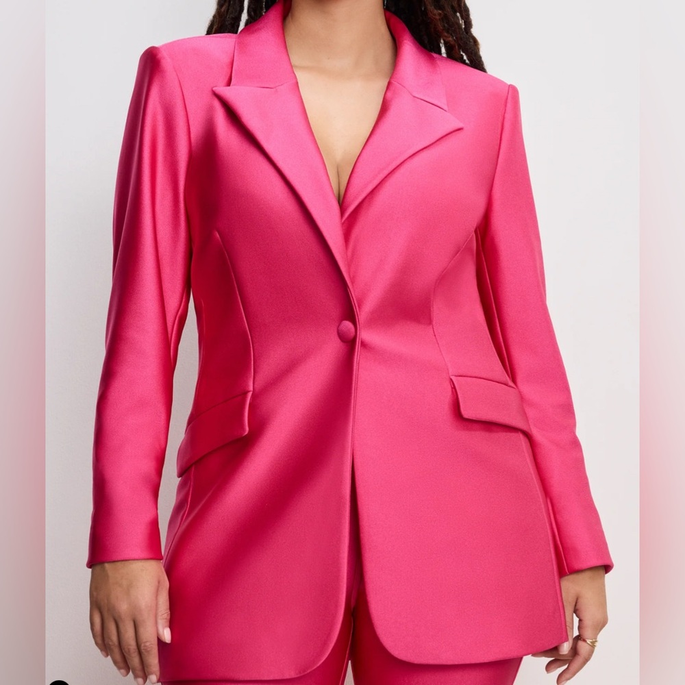 GOOD AMERICAN HOT PINK BLAZER -
COMPRESSION SHINE SCULPTED BLAZER